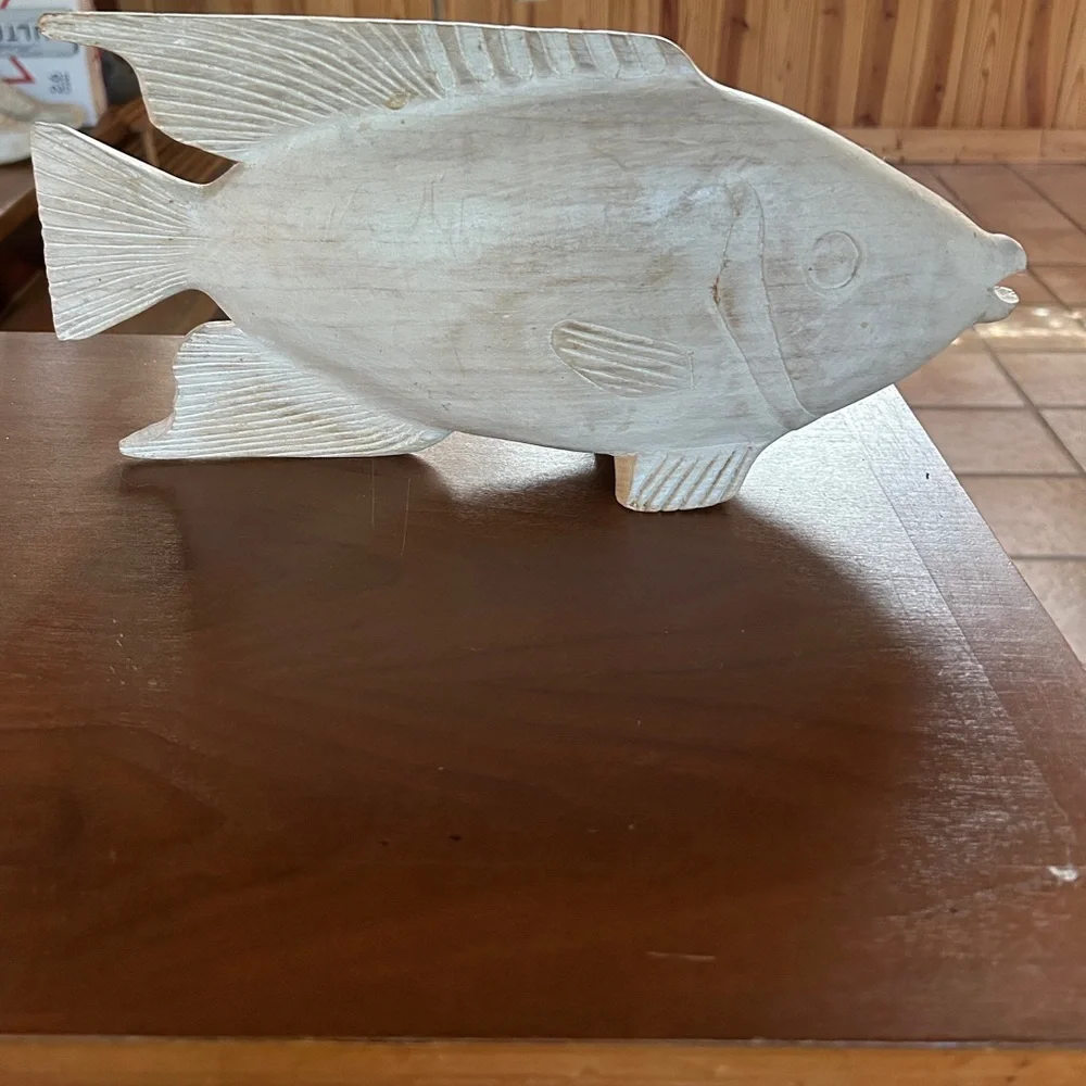 White Wooden Fish Decor